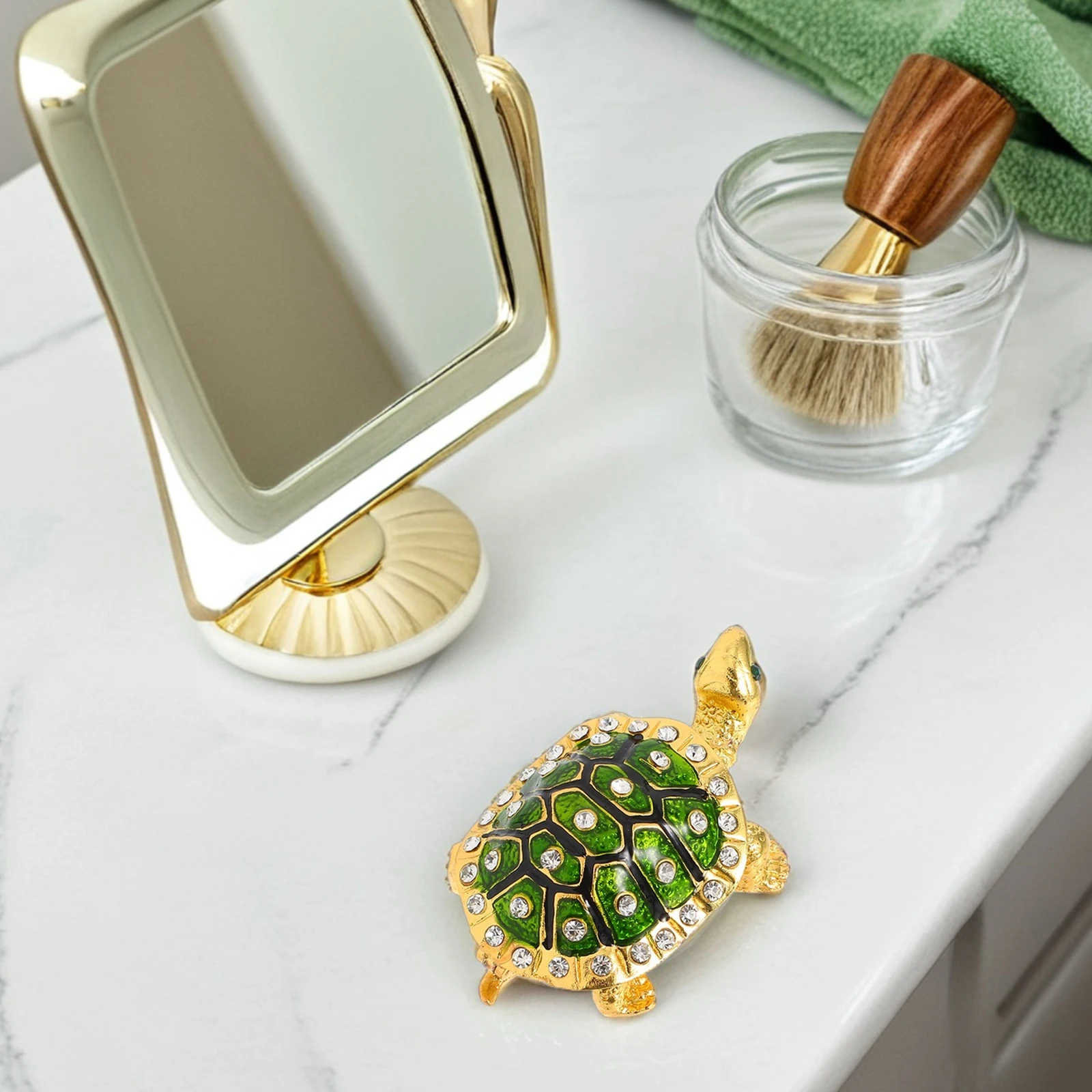 

Стильная шкатулка для драгоценностей в форме черепахи, достаточная шкатулка для хранения ожерелий, серег, колец, портативный чехол-органайзер, идеальный подарок для нее дома