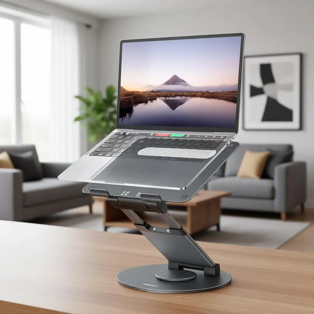 

Регулируемая по высоте поворотная подставка для ноутбука, эргономичная подставка для компьютеров 10-17 дюймов, серая