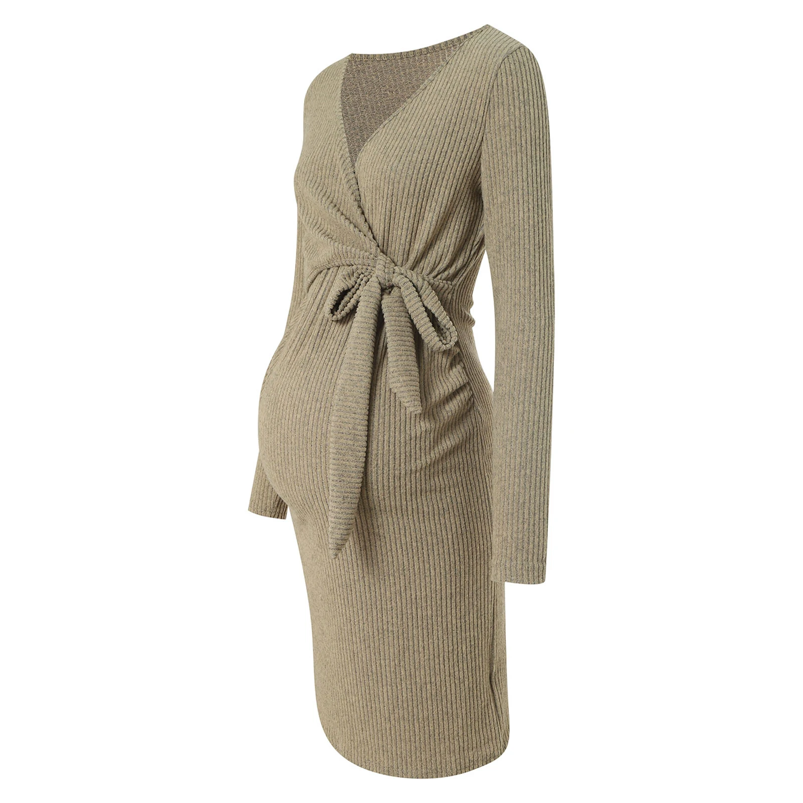 

Платья для беременных 2025, платье-свитер для беременных, наряды для фотосессии, платье «рыбий хвост», вязаная в рубчик, роскошная одежда, повседневная свободная одежда