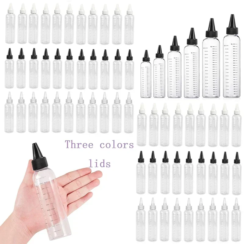 5Pcs 30ml-500ml Clear Plastic Dropper Bottle W/ Scale And Twist Cap Empty Squeeze Bottles Paint Pigment Container For DIY Tattoo