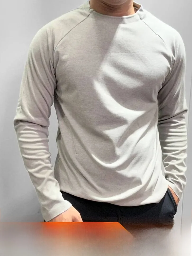 Men's Outdoor Base Shirt Silk Wool Blend Breathable Quick Dry 3D Cut Long Sleeve T-Shirt Comfortable Skin-Friendly Casual Style