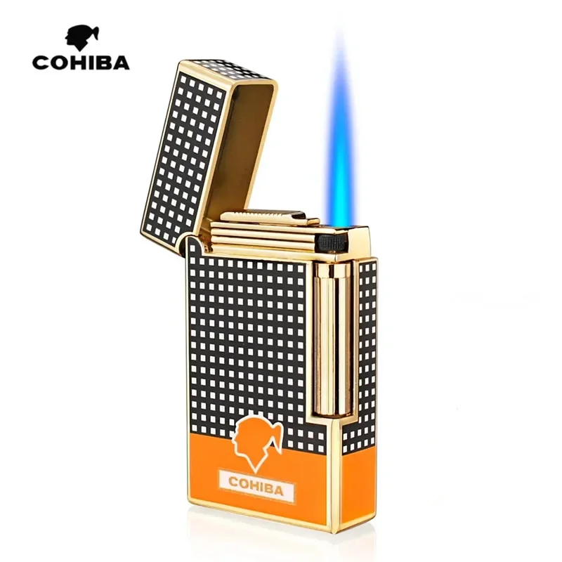 

COHIBA-Metal Cigar Lighters, Refillable Butane Gas Torch, Windproof Lighter with Cigar Punch, Cigar Accessories, Gift