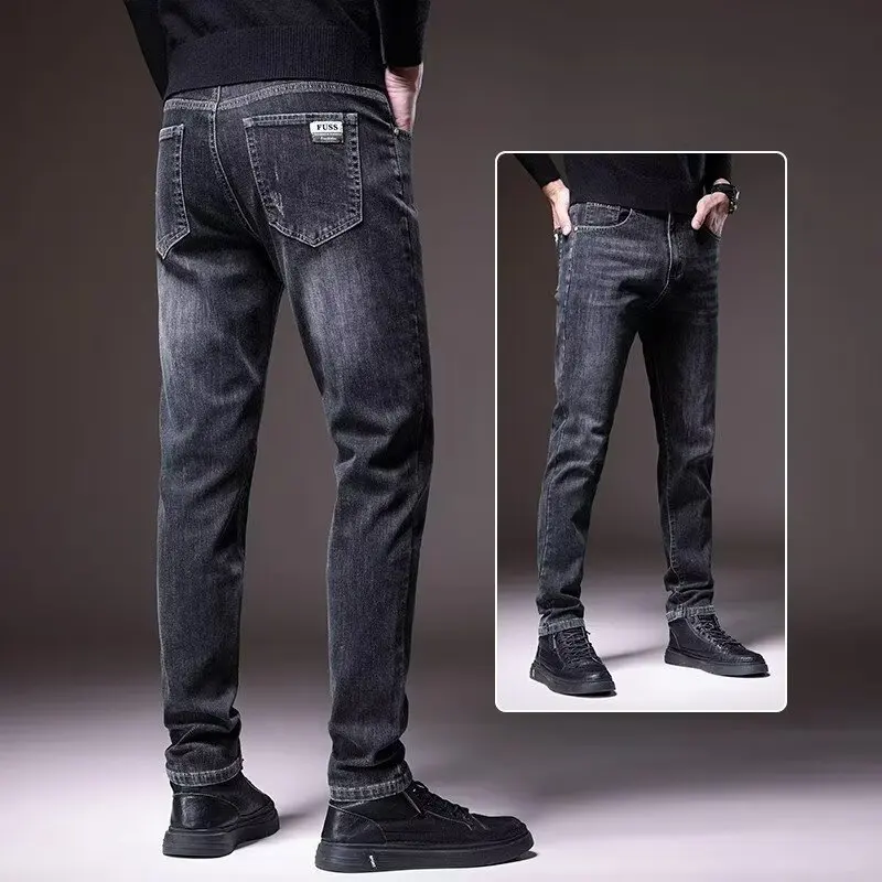 

Мужские прямые джинсы, осень-зима, широкие брюки, свободный крой, повседневные длинные брюки, универсальные, удобные, дышащие, мягкие и прочные