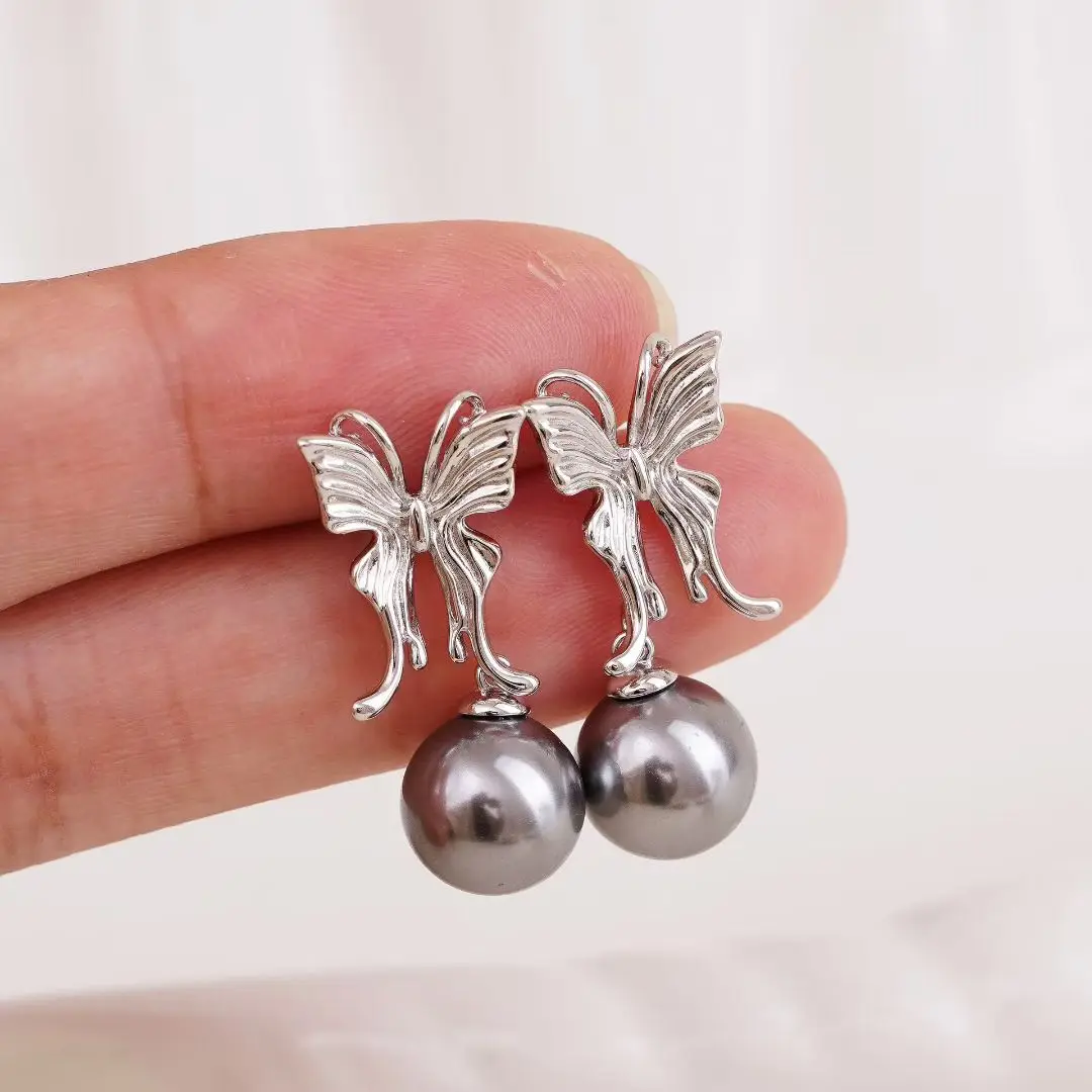 

Серьги из стерлингового серебра 925 пробы с бабочкой, крепления для ювелирных изделий, фурнитура, аксессуары для жемчуга 9-10 мм, 3 пары/лот