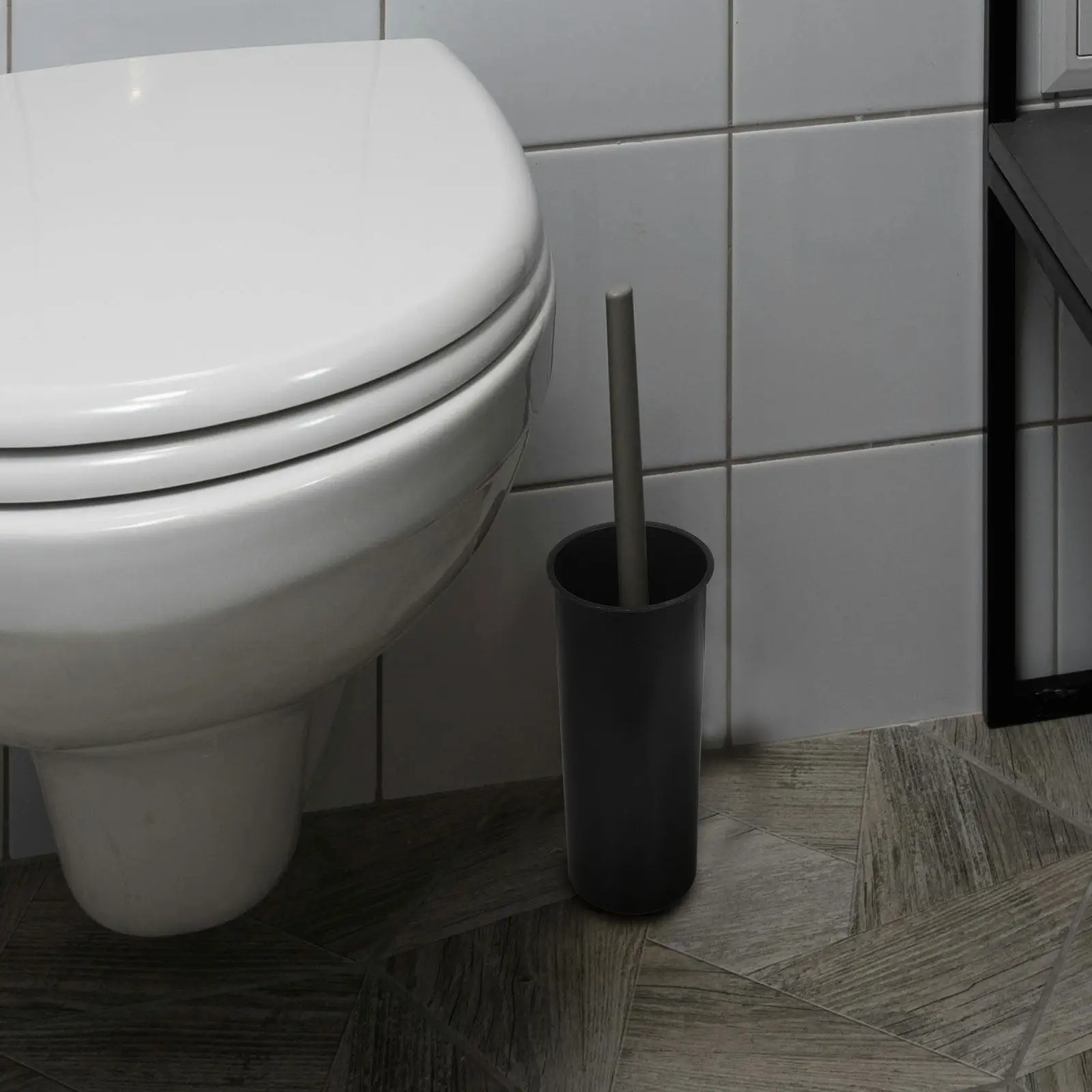 4Pcs Toilet Brush Holder Black Plastic Stable Round Base Bathroom Scrubber Brush Cup Anti-Stain Cleaning Storage
