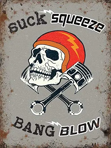 Suck Squeeze Bang Blow Skull Theme 8x12 Inch Metal Tin Sign Wall Decor Kitchen Garage Bar Home