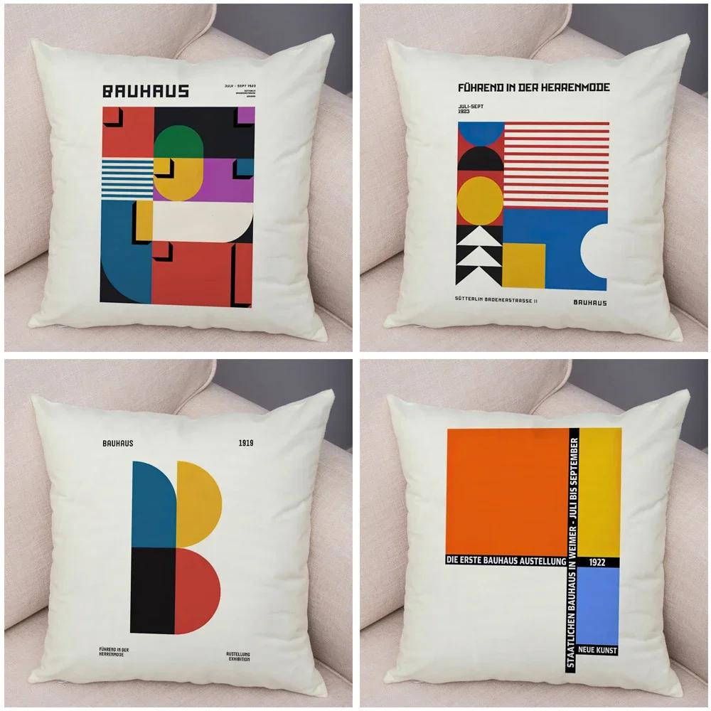 Nordic Bauhaus Minimalist Abstract Color Block Cushion Cover Decor Double Print Pillowcase Soft Plush Throw Pillow Case for Sofa