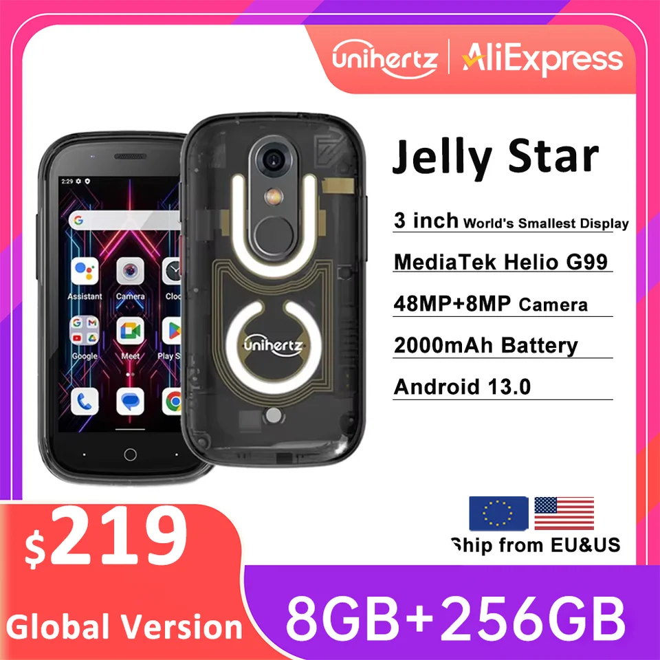Unihertz Jelly Star Smallest Android 13 Smartphone 8GB 256GB Led