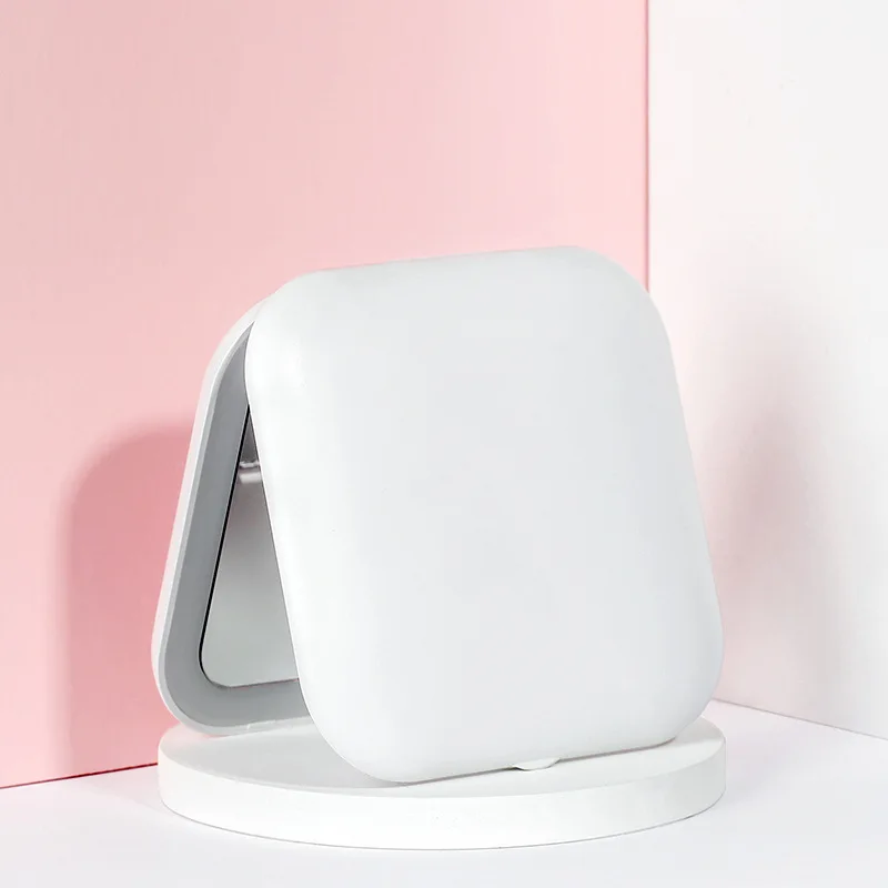 make-upspiegellamp met achtergrondverlichting en natuurlijk witte led Ronde draagbare opvouwbare kleine compacte spiegel met lichte draagbare make-up