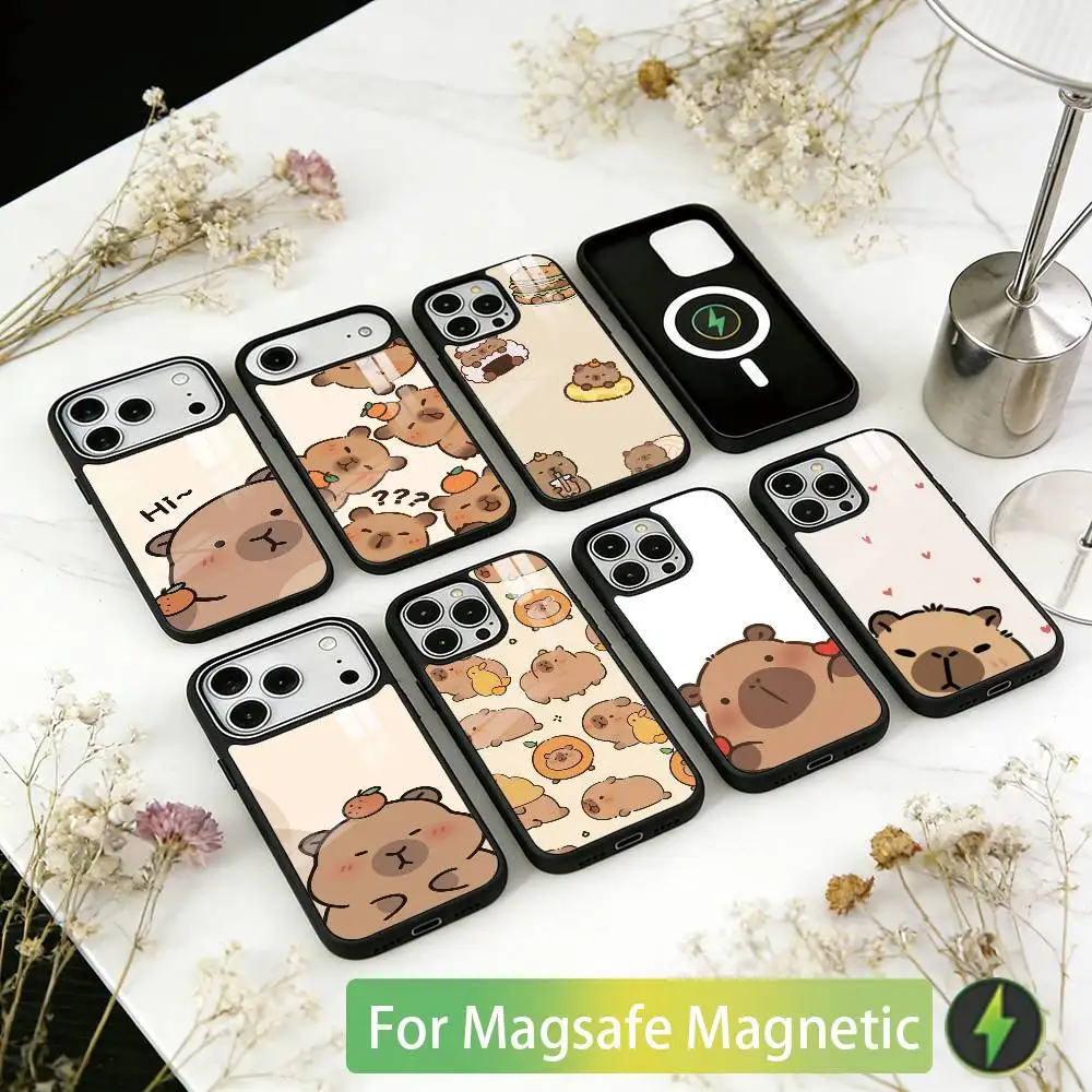 

Cool Capybara Phone Case For iPhone17,16,15,14,13,12,11 Plus,Pro Magnetic with Magsafe Wireless Charging