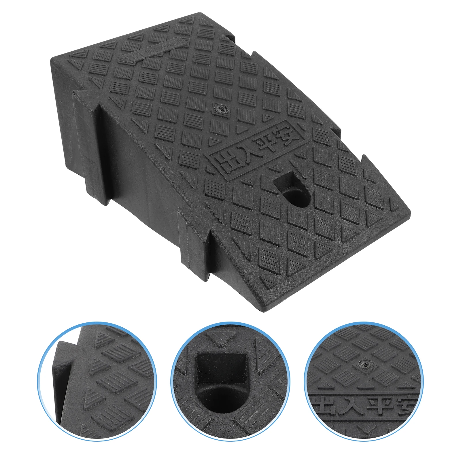 

Plastic Slope Pad 25x40x16 Black Lightweight Portable Car Ramp Mat for Small Vehicle Loading Wheelchair Stair Slope Outdoor Use