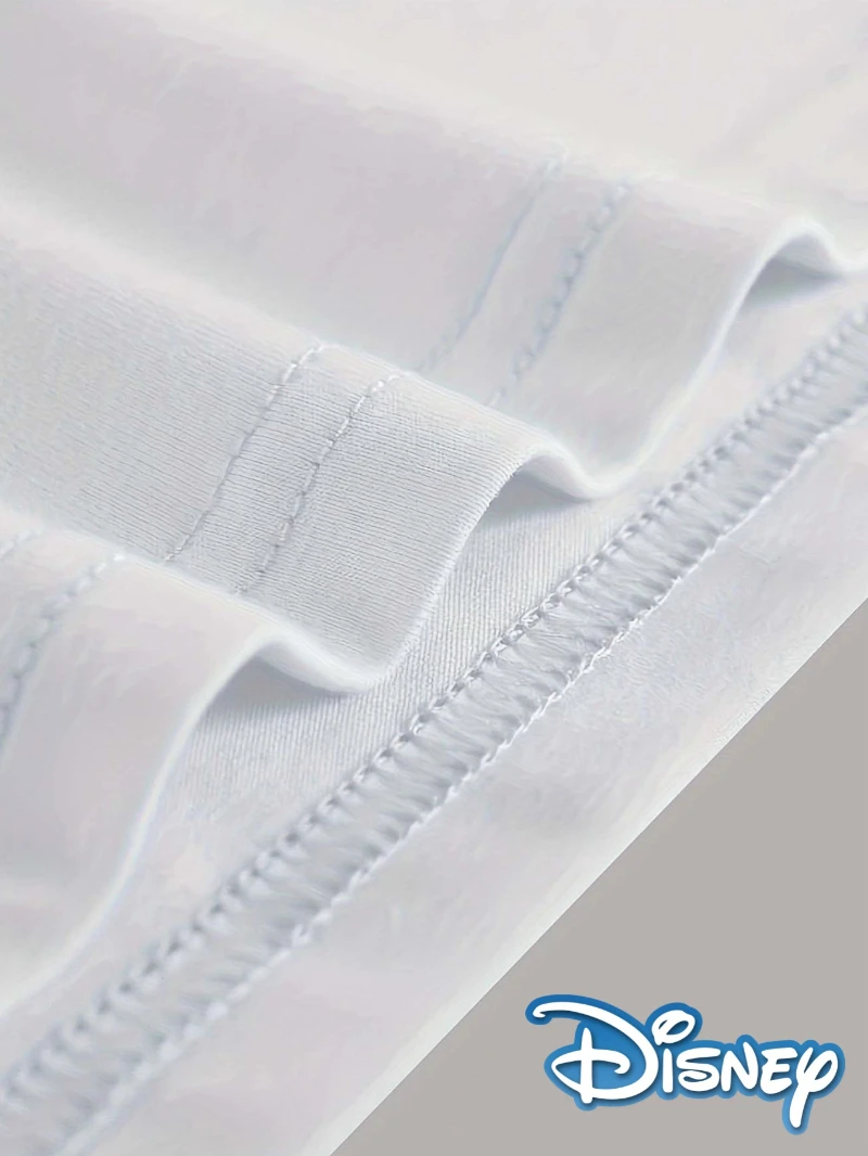 Disney Printed Fashionable Short Sleeved Summer Must-have Mickey Mouse, Huggs&Kisses Printed Round Neck Women's Casual