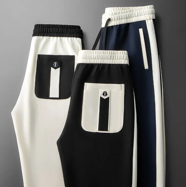 Autumn and winter 2024 new high-end trend color contrast stitching fashion all straight leg sports sweatpants casual pants