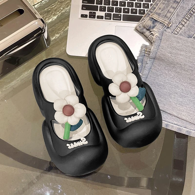 Baotou Semi-sandal Slippers For Women, Summer Outer Wear, Fashionable And Casual, Trendy Home Non-slip Thick-soled Beach Slipper