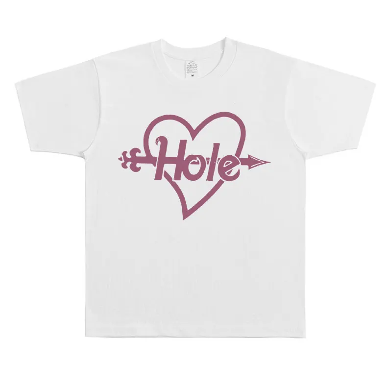 Alternative Rock Band Hole Pink Heart and Arrow Graphic Print T-shirt Courtney Love T-shirts Men Women Gothic Oversized T Shirts