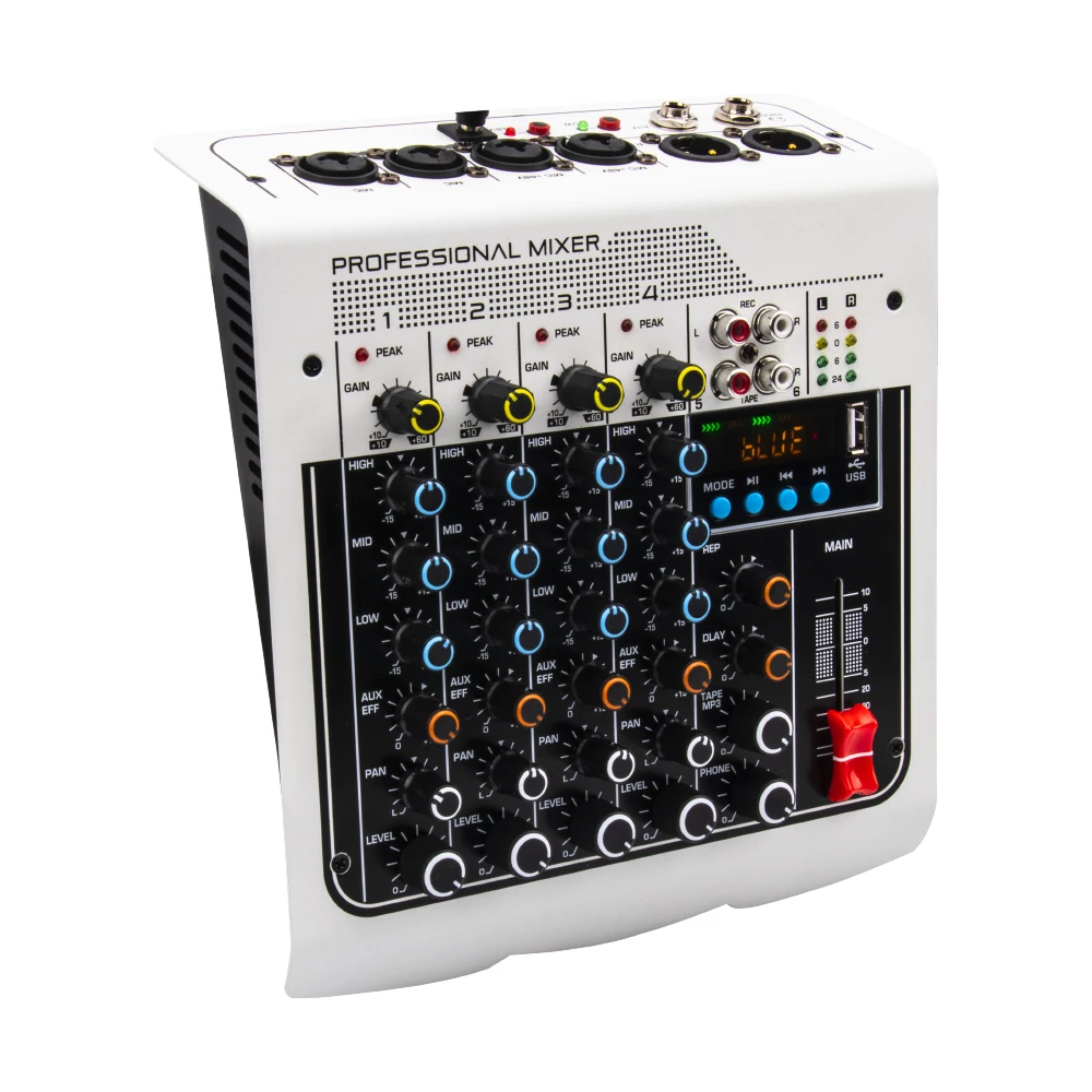 Imagem -06 - Mixer de Canais Profissional Usb Bluetooth Interface de Áudio Console Mixer Mix400 com Efeito de Atraso de Reverberação Mais Misturador de Som de Potência 48v para Igreja de Desempenho de Palco