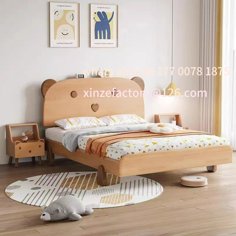 Customizable all solid wood children's bed with guardrail 1.5 meters boys and girls bedroom simple 1.2 single bed 1.35m small