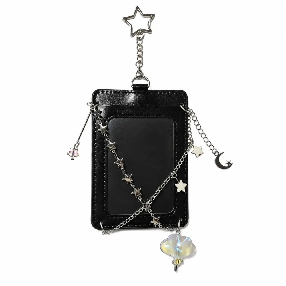 Portable PU Leather Photocard Holder Star Chain Decor Y2K Y2K Card Holder Card Cover Kpop Fans