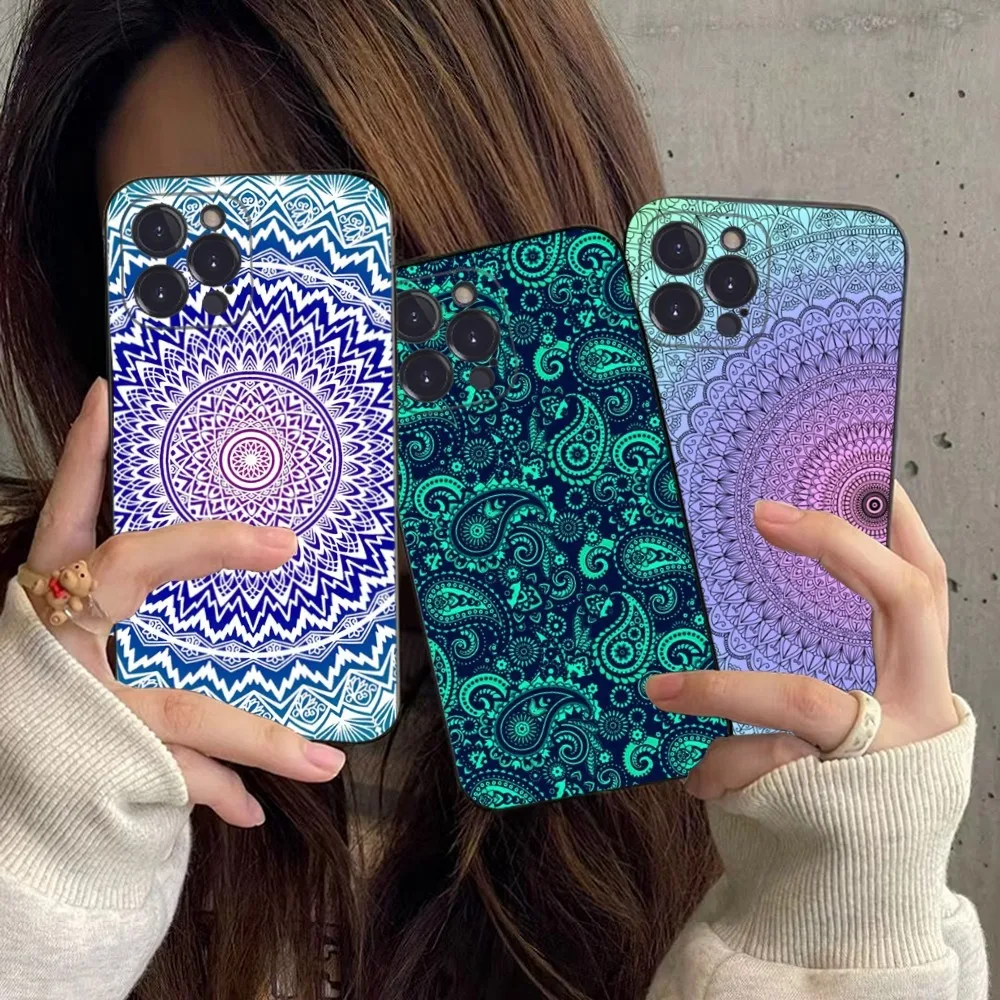 

Colorful Mandala Flower Phone Case For IPhone 16 15 8 7 6 6S Plus X SE XR XS 14 11 12 13 Mini Pro Max Mobile Case