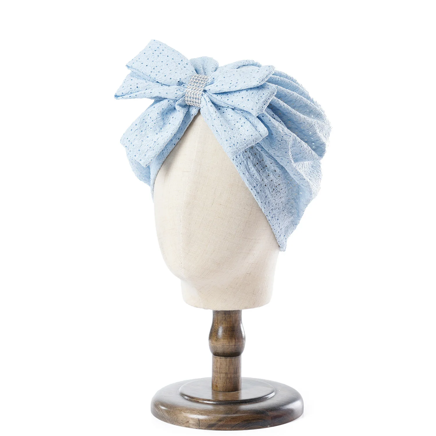 Frauen Mode Bögen Hut Motorhaube Einfarbig Hohl Atmungsaktive Mesh Sheer Hut Mädchen Geknotet Turban Kopf Wraps Beanie Cap – Detail 10