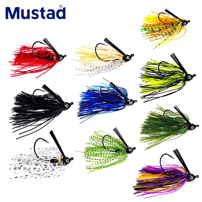 Mustad Wire BaIits Silicone Skirt Foreign 7g10g14g Sequins Hooks Fishing Bait  Jig LURES Composite Accessories