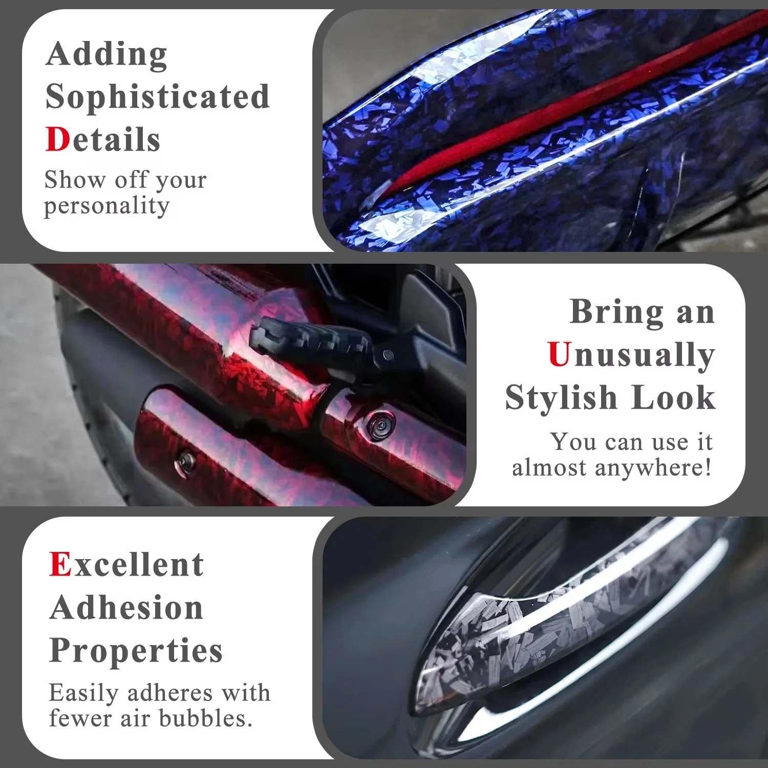300cm*50/30cm High Glossy Black Gold Silver Red Forged Carbon Fiber Vinyl Wrap Film on the Hood Adhesive Vinyl for Car Stickers