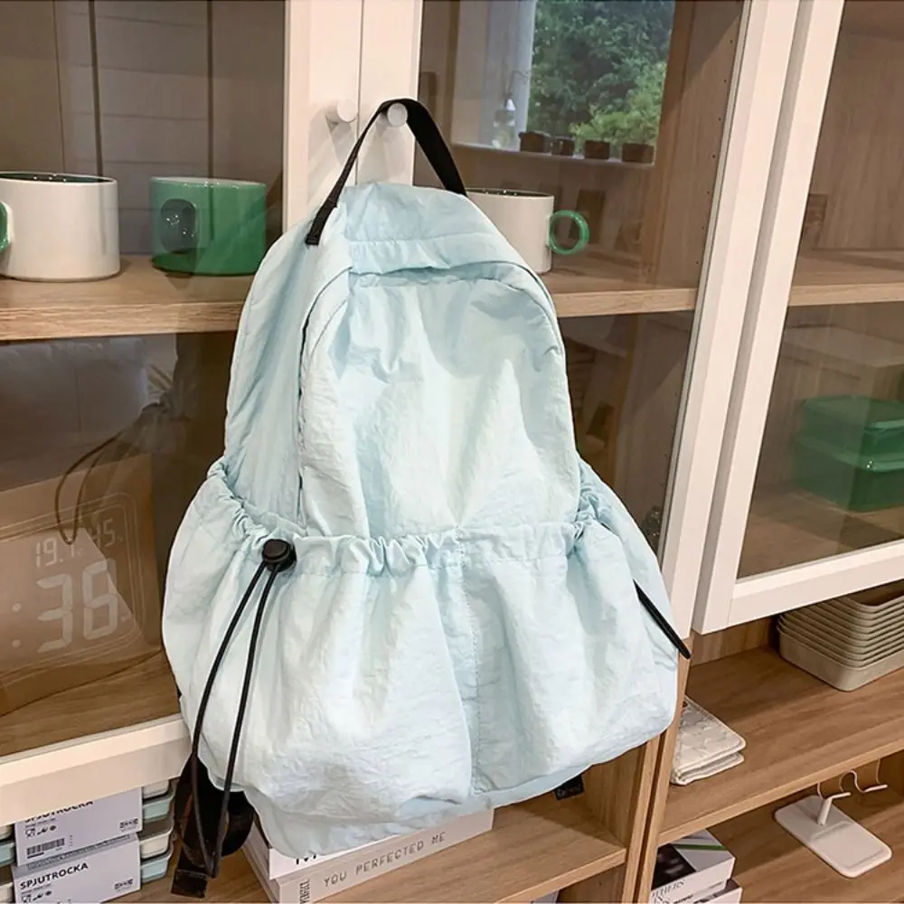 حقيبة ظهر رياضية من النايلون على الطراز الكوري بلون سادة وحقيبة كتف بجيوب متعددة وحقيبة ظهر كاجوال هدية