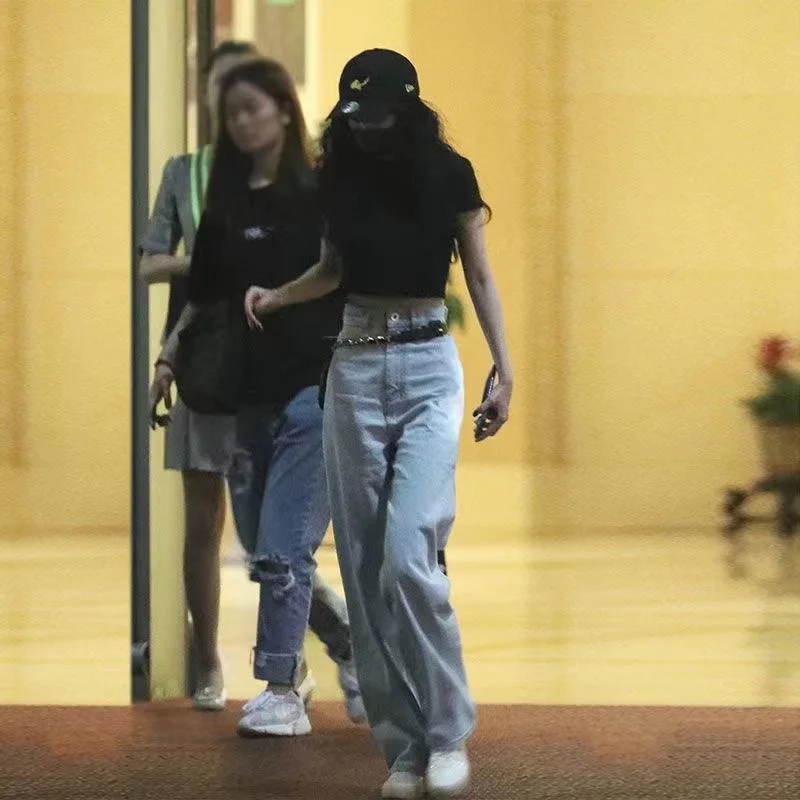 2022 New Womens Fashion High Waist Y2k Women's Jeans Baggy Oversize Woman Capris Pants Jean Mom Jeans Trousers Wide Leg Pants