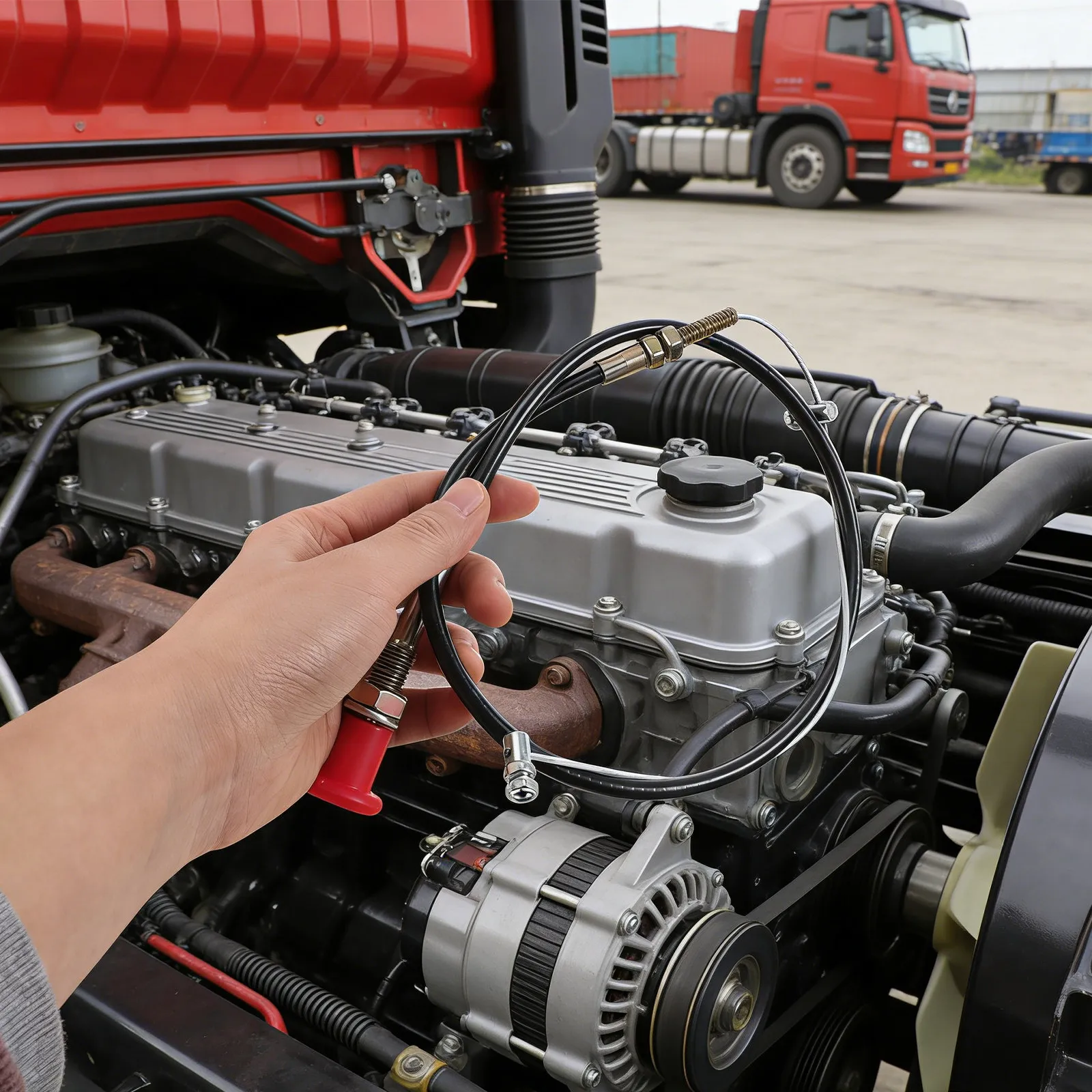 Heavy Equipment Engine - ユニバーサルエンジンシャットオフケーブル 31.5 レッドノブ ヘビーデューティー緊急停止制御装置 トラクター フォークリフト