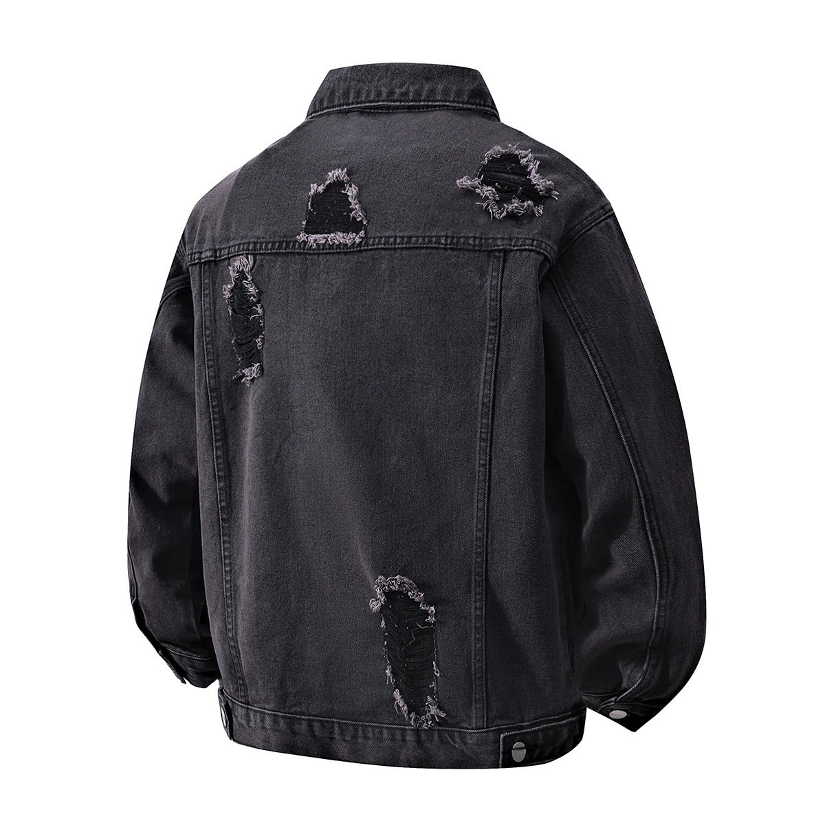 Spring Autumn Hole Denim Jacket Men Loose Streetwear Outwear Solid Hip Hop Casual Denim Coat Male Cotton Fashion Jean Jackets