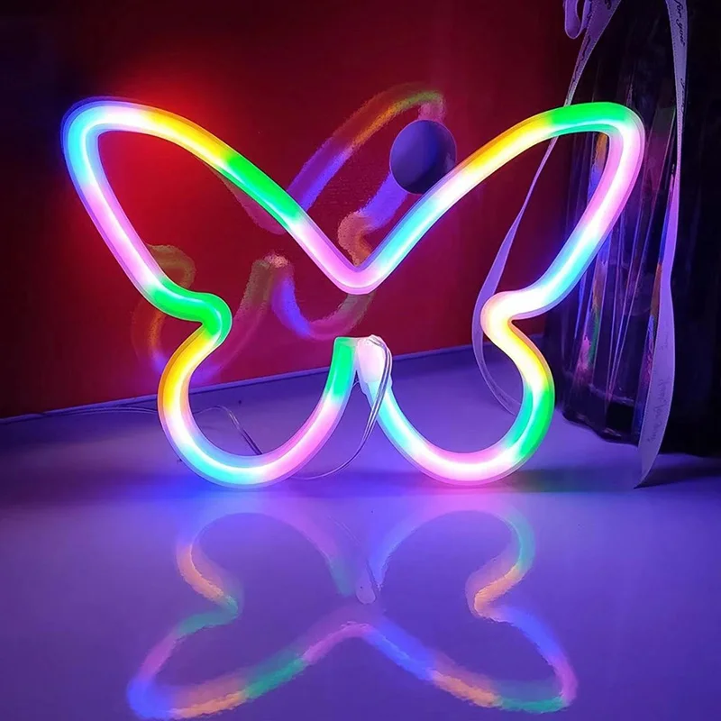 ผีเสื้อ LED Neon Sign Light, USB และแบตเตอรี่ขับเคลื่อนโคมไฟสําหรับห้องนอนฤดูหนาว, ห้องเกม, งานแต่งงาน, วันเกิด Party Home Decor