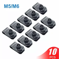 10pcs Black U Type Clips M6 6mm M5 5mm Q312 Cleat Nut for Car Motorcycle Scooter ATV Moped
