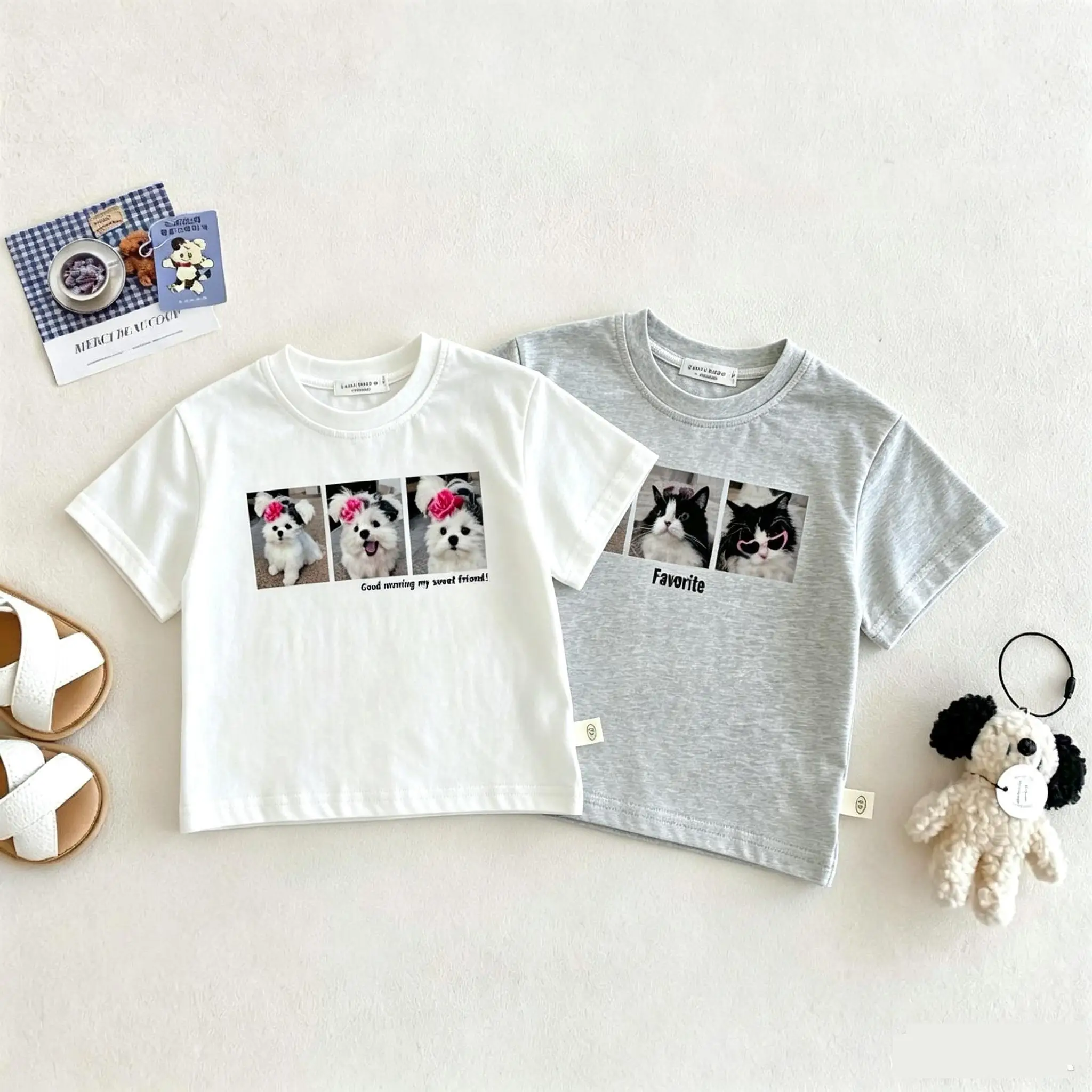 Printed Animal Children's T-shirt Summer Clothing Fashion Popular Korean Baby Girl And Boy Short Sleeve Tops Tees Kids T Shirts