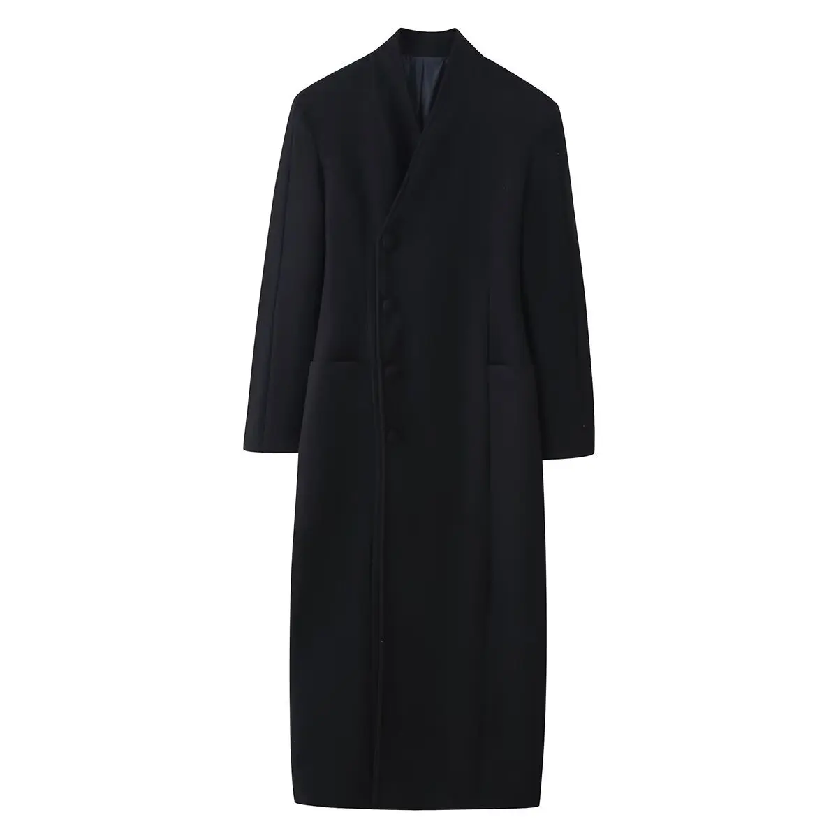 

KIDCKRJ Черная весенняя шерстяная куртка с v-образным вырезом, элегантная женская куртка с длинными рукавами и затянутой талией, тонкое женское пальто в Instagram-стиле