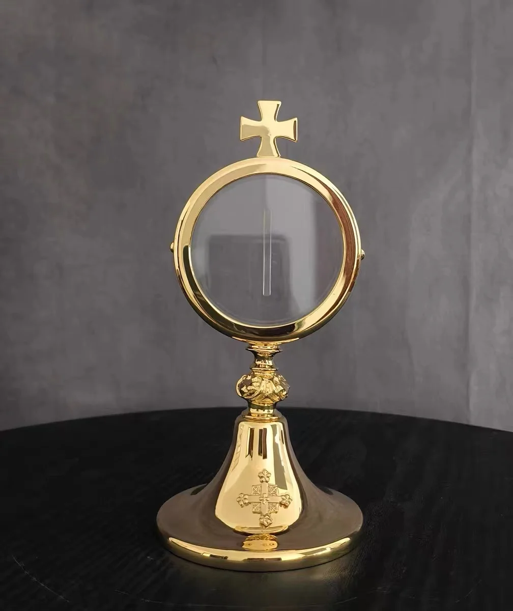 Gold Plated Holy Box for Home Decoration, Holy Monstrance, Catholic Church Supplies, Religious Holy Box, Christian Supplies