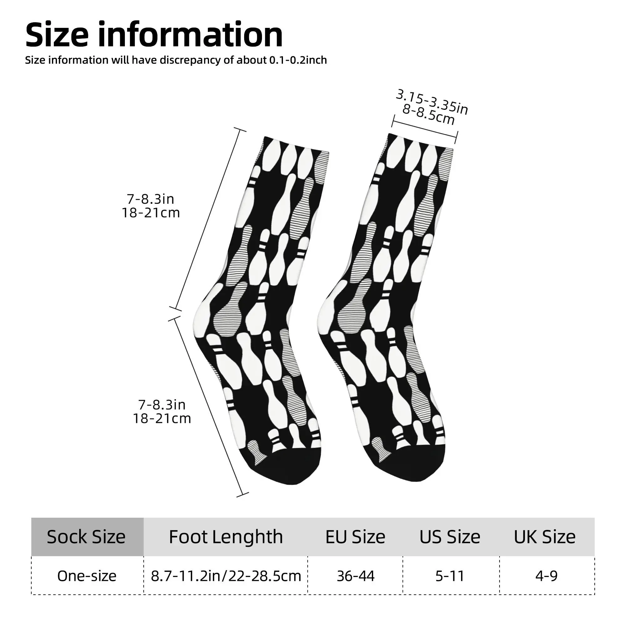Funny Happy Men's Socks Bowling Design Retro Harajuku  Street Style Novelty Crew Sock Gift Pattern Printed