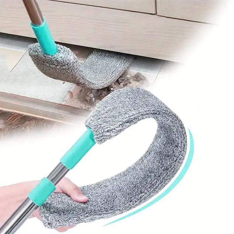 Mop Set 360° Microfiber Duster with Extendable Pole Stainless Steel Telescoping Gap Dust Brush Long Flat Flexible Duster