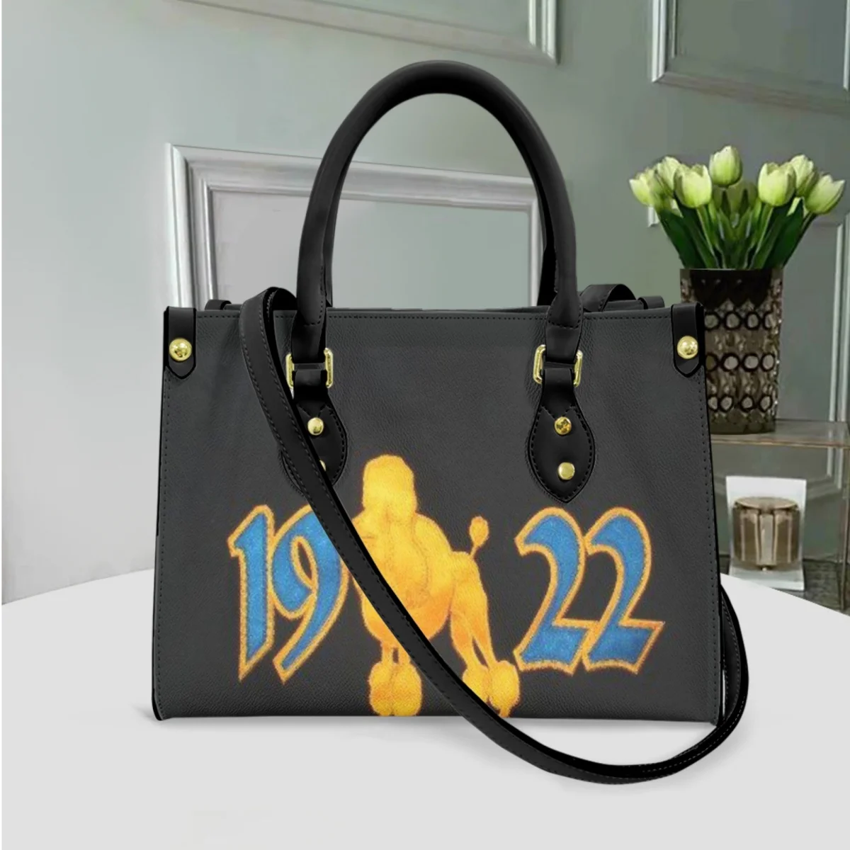 Cute Poodle Print Women Leather Tote Bag Sigma Gamma Rho Elegant Ladies Daily Handbags High Quality Messenger Bag Female Gift