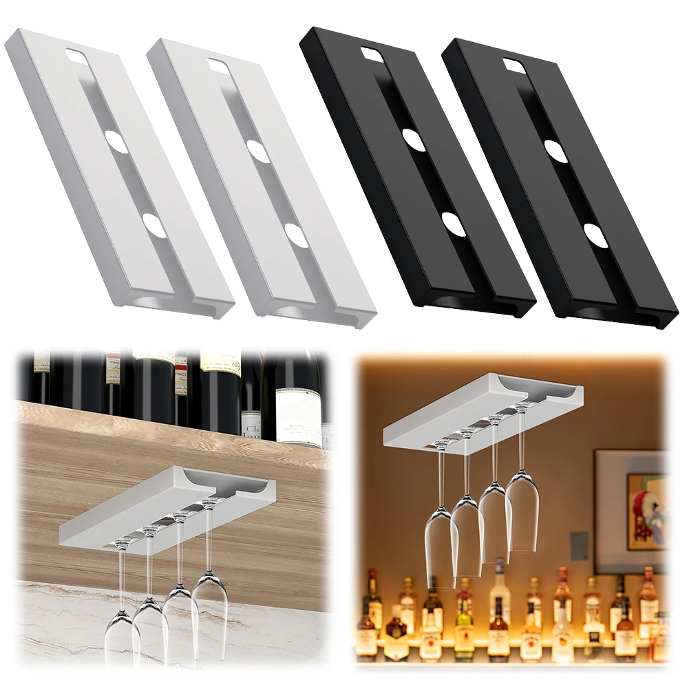 Wine Glass Rack Punch Free Wine Glass Holder Under Cabinet Plastic Stemware Rack for Bar Restaurant