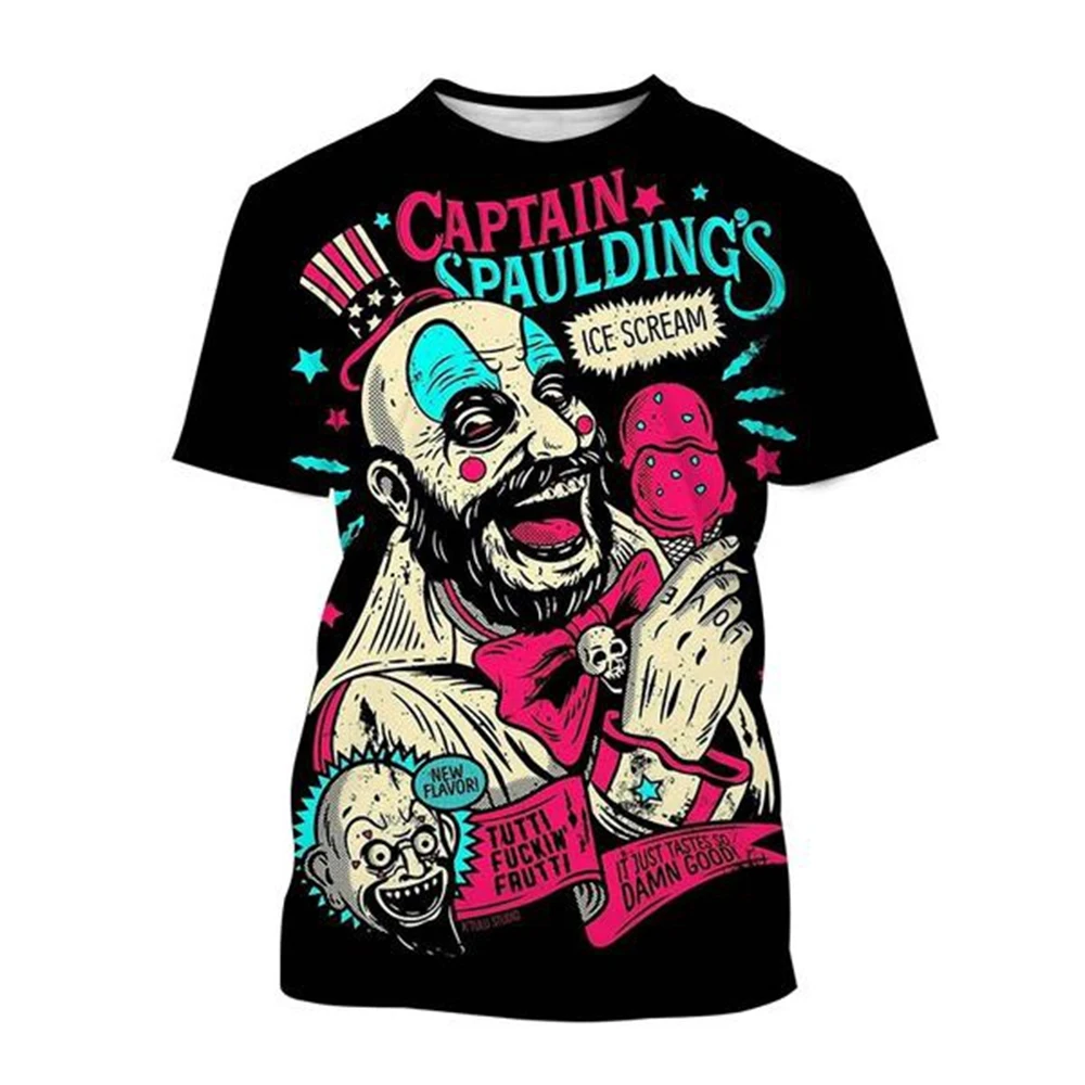 2026 Hot Sale Captain Spaulding Funny 3D Print T-Shirt House of 1000 Corpses Men's Fashion Hip Hop Harajuku T shirt Streetwear