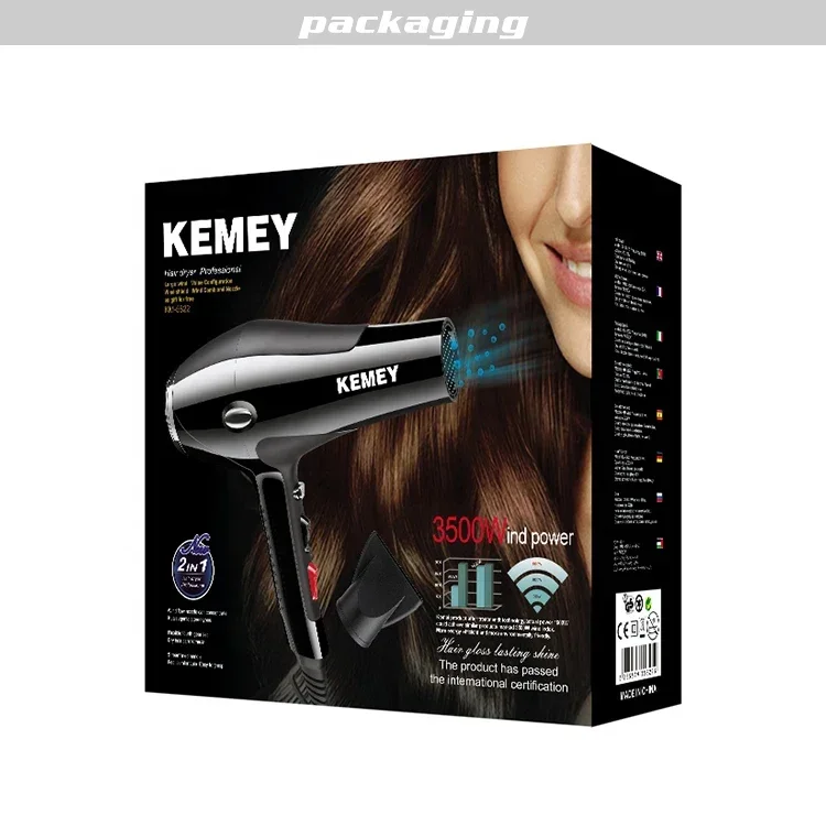 KEMEI KM-5822 High Quality 3500W High Power Two Speed Three Temperature Adjustment Professional Hair Dryer