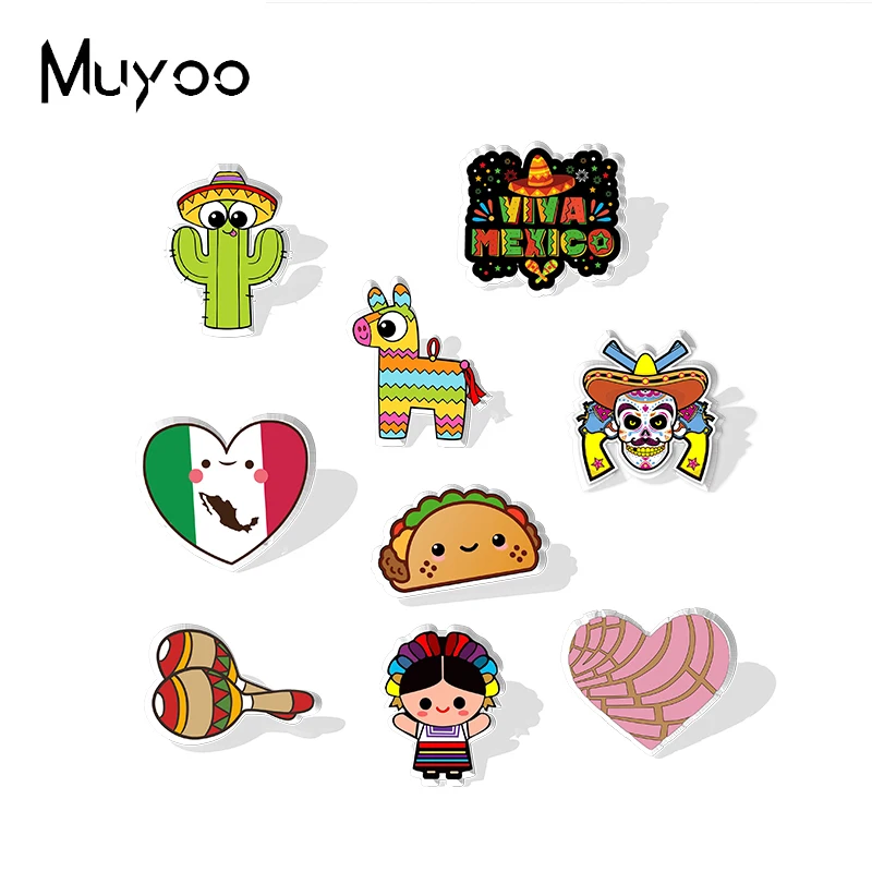 2023 New Arrival Fashion Mexican Culture Love Mexico Handcraft Epoxy Acrylic Resin Lapel Pins Badge Pin