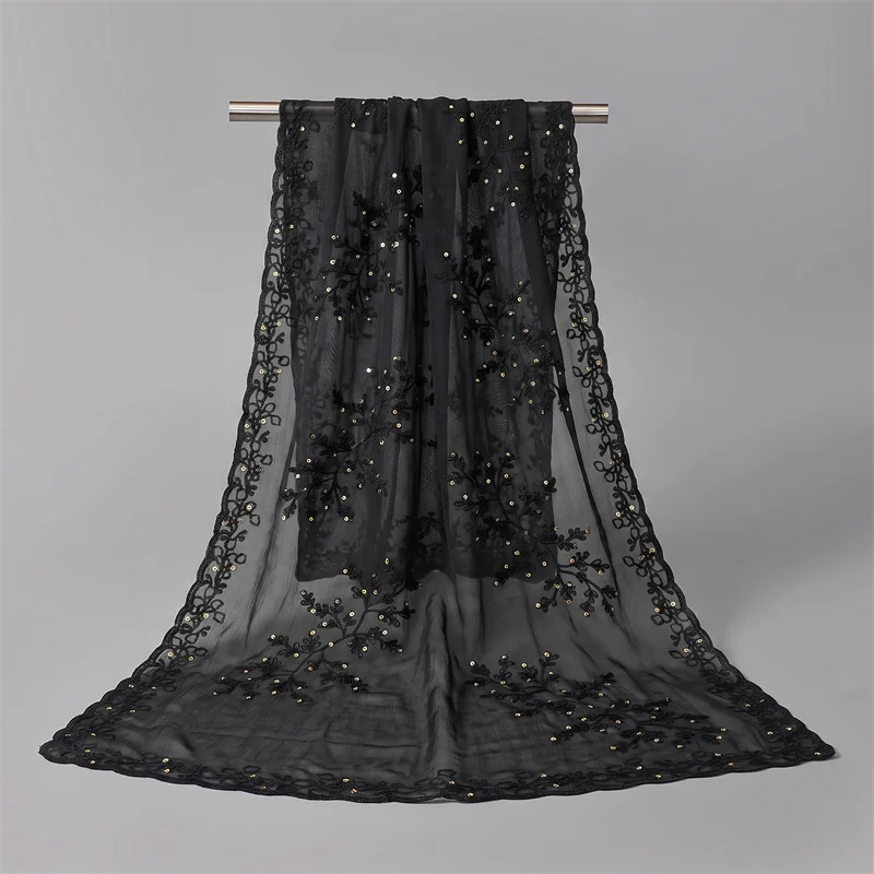 2026 Luxury Silk Shawl Scarf for Women Design Embroidery Flowers Hijab Wraps Bufandas Female Headkerchief Fouloud Echarpe