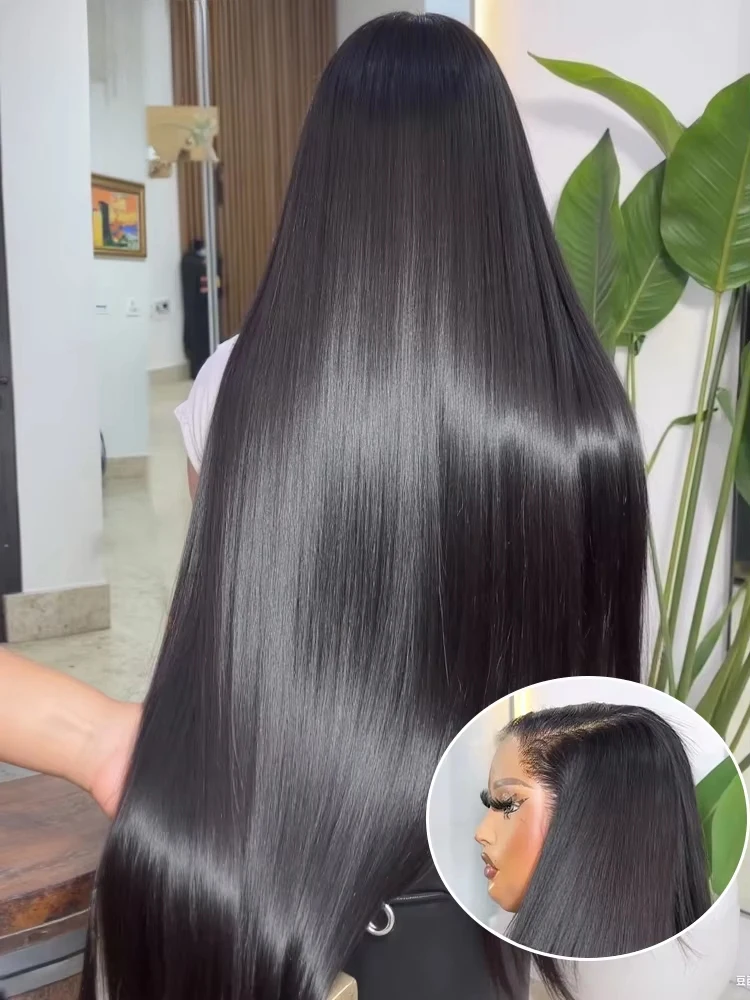 

100% человеческие волосы 30 40 дюймов 13x4 13x6 HD Прозрачный прямой парик фронтальной части шнурка 300% Парики из человеческих волос высокой плотности для женщин CEXXY