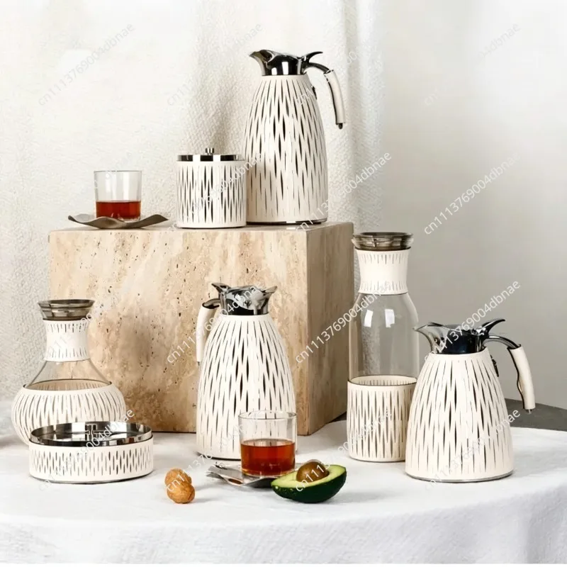 Beige High-end Practical Tableware, Leather-wrapped Edible Water Bottle and Thermos Flask Ornaments