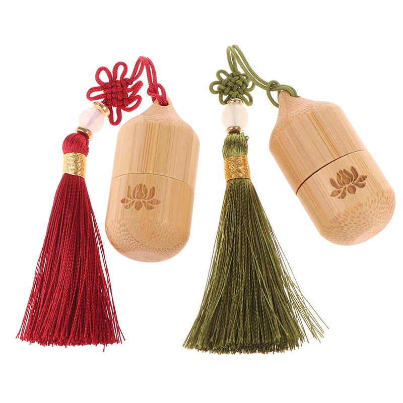 فارغة 1 مللي زجاجة دوارة من الخيزران حاويات العناية بالبشرة النمط القديم لفة على زجاجات عطر صغير زيت طبيعي مع قلادة