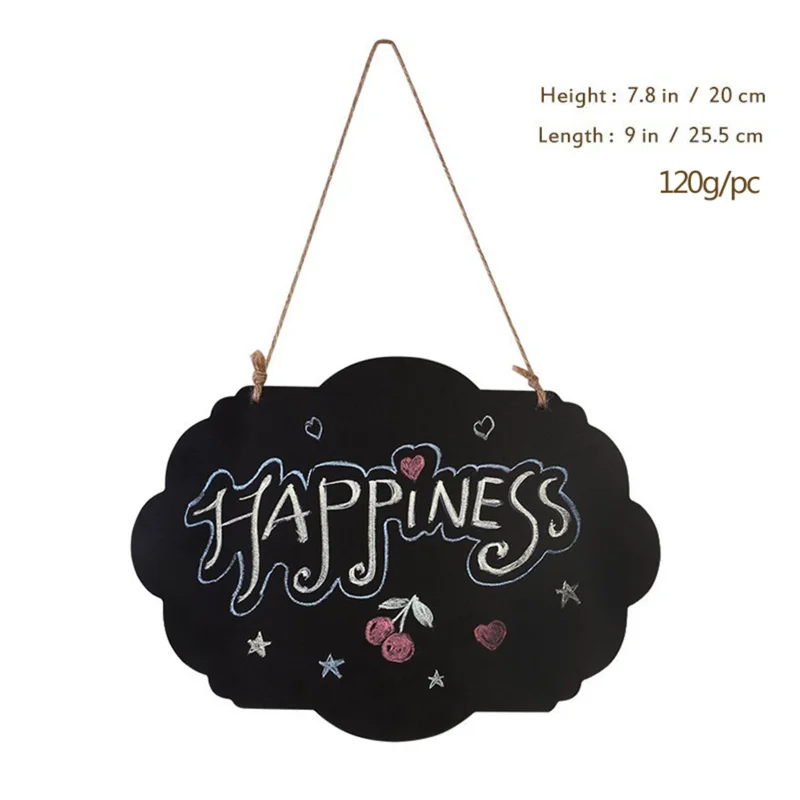 Pizarra pequeña creativa de doble cara, tablero de mensajes colgante, decoración del hogar, artesanías de madera, letrero de exhibición de cuerda colgante