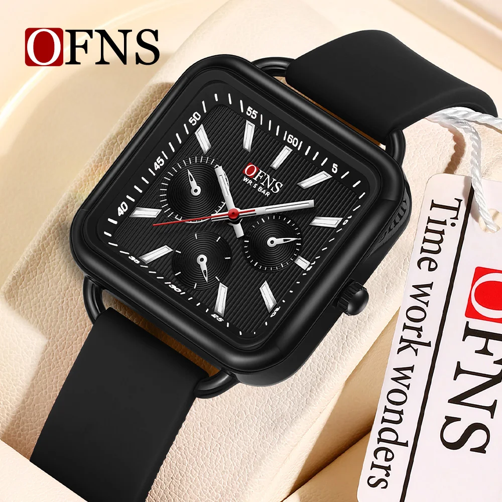 OFNS New 7503 Fashion Men's and Women's Quartz Watch Square Dial Waterproof Night Light Men's and Women's Quartz Watch