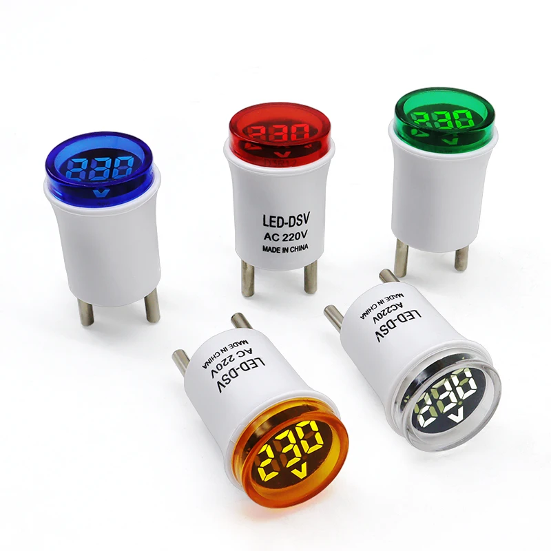 1PC EU Plug LED Household Digital Monitor AC 50V~500V Voltmeter Universal Circular Indicator Light AC220V