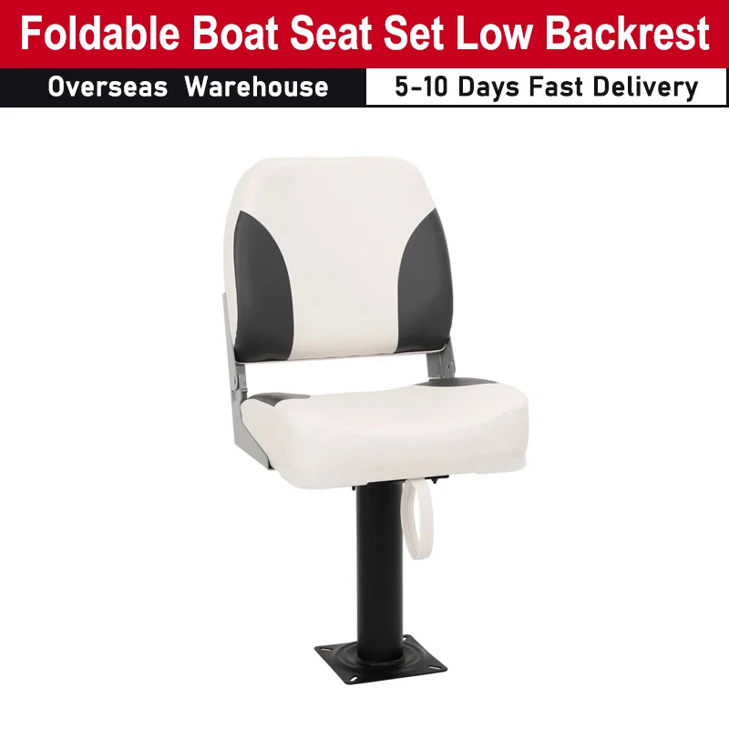 Foldable Boat Seat Set Low Backrest with Fixing Strap High-Compression Foam Filling for Fishing Boat Accessories Folding Seat